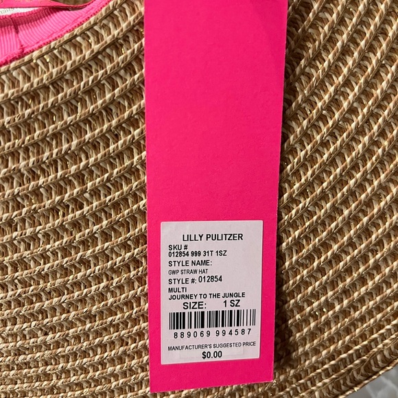 NWT Lilly Pulitzer Floppy Beach Hat Pink Floral Journey To The Jungly - Picture 4 of 5